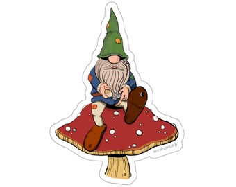Flint Knapping Gnome Toadstool Sticker- Not So Civilized
