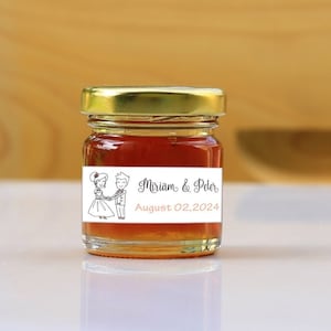 15 divertidos regalos para bodas Miel griega premium en frascos de 50 gr con etiqueta adhesiva personalizada Bomboniere de dibujos animados lindo hecho a mano de Beekeeper