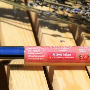 Lip Gloss Clear Strawberry Without Color with Natural Beeswax Greek Sweet 16th Birthday Gift for Step Daughter Vegan Everyday Cosmetics