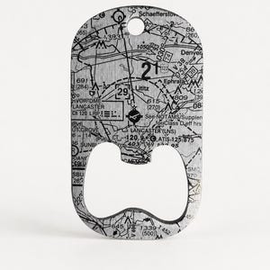 Personalized Airport Sectional Chart Bottle Opener | Custom Aviation Keychain Gift
