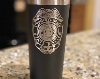 Pennsylvania State Police, PSP, Trooper, 22oz, Badge, Ozark, Coffee, Academy Graduation Gift, Stainless