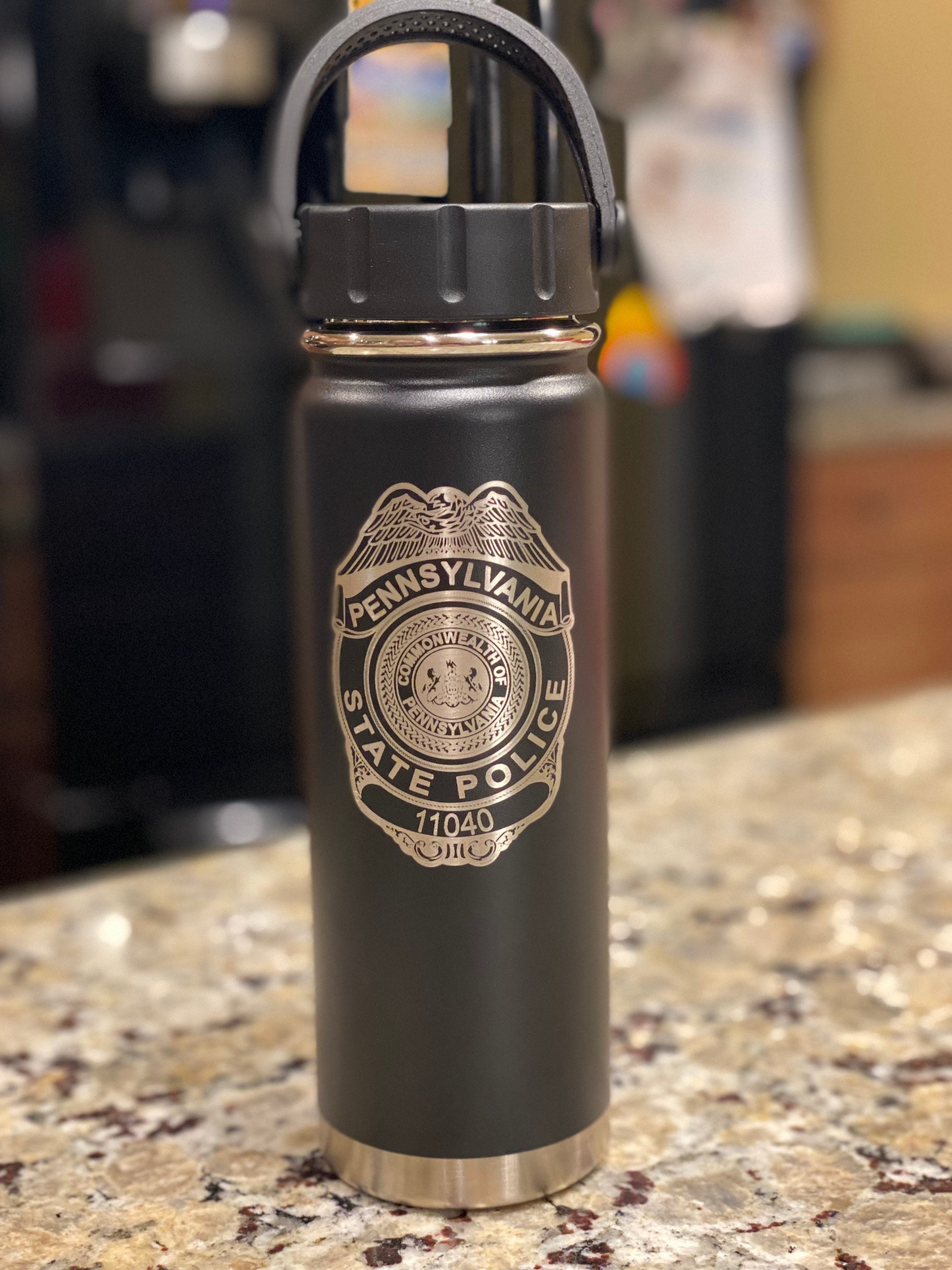 Buy Pennsylvania State Police , PSP, Trooper, Badge, 24oz, Custom Badge,  Stainless Water Bottle, Screw Lid, State Police Online in India 