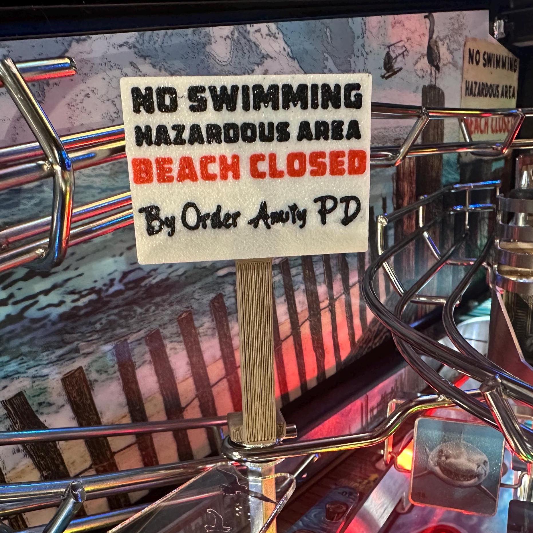 Jaws Pinball Machine Beach Closed Sign, 3D Printed Mod - Etsy