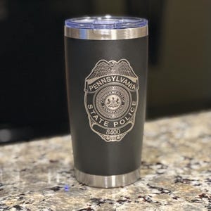 Pennsylvania State Police, PSP, Trooper, 20oz, Badge, Coffee, Academy Graduation Gift, Stainless