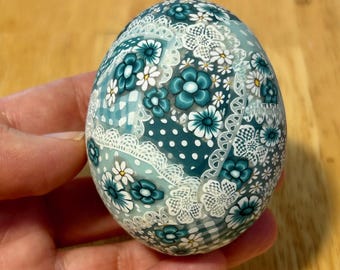 Polymer Clay Artisan Decorated Teal Egg