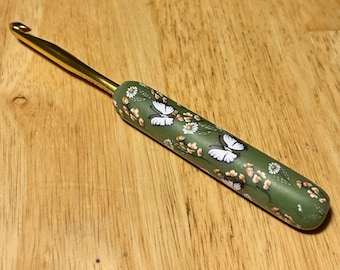 Polymer Clay Daisies and Butterflies Crochet Hook USJ10/6.00mm