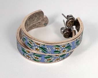 Daisy Inlay Antik SilberFarbene Ohrringe