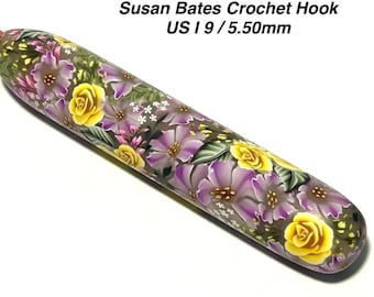 Ergonomic Yellow Rose and Lilly Crochet Hook USFI19/5.50