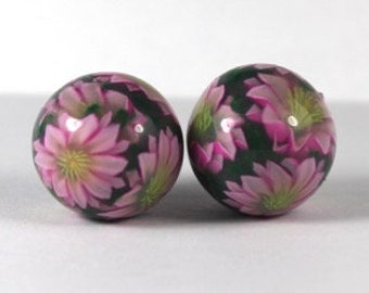 Two Pink Cactus Blossom Beads