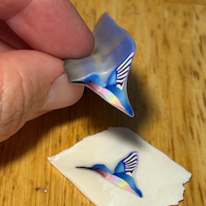 Small Raw Polymer Clay Hummingbird Cane