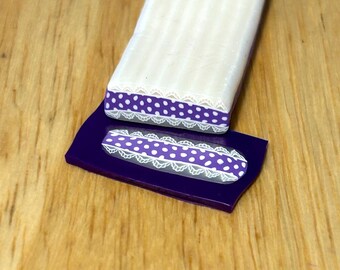 Raw Polymer Clay Lila Polkadot Spitzenband Cane