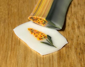 Rohe Polymer Clay Orange Blumen Stiel Cane