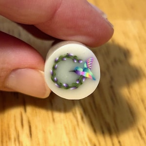 Raw Polymer Clay Hummingbird Wreath Cane