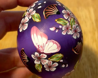 Polymer Clay Collectible Artisan Decorated Cherry Blossom Egg