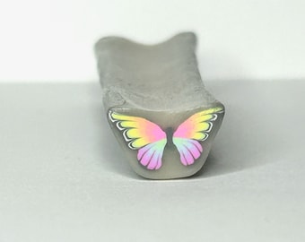 Tiny Unbaked Polymer Clay Rainbow Butterfly Cane in Translucent