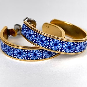 Blue Tile Hoop Earrings