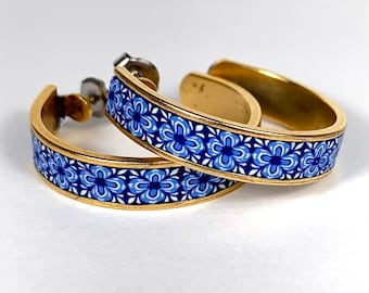 Blue Tile Hoop Earrings