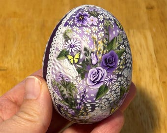 Polymer Clay Collectible Artisan Decorated Cottagecore Egg