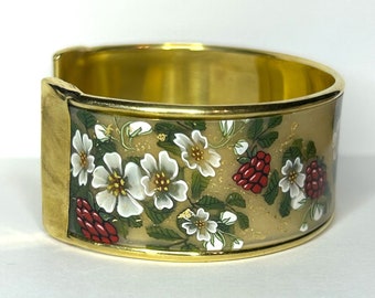 Bracelet manchette fleurs et baies