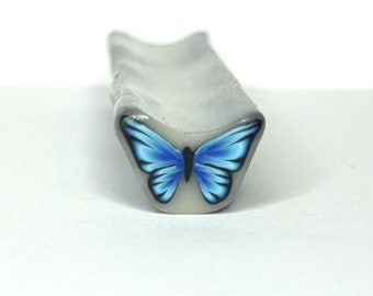 Tiny Unbaked Polymer Clay Blue Morpho Butterfly Cane in Translucent