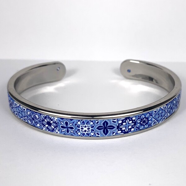 Thin Azul Tile Cuff Bracelet