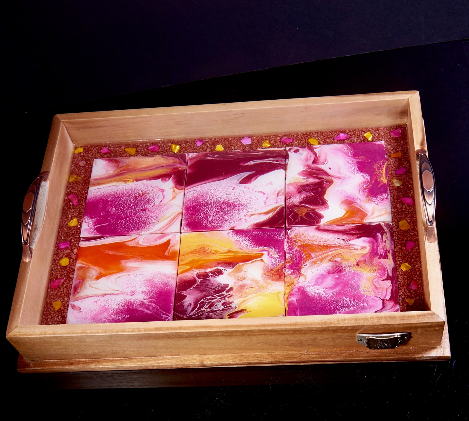 Serving tray with matching coasters Etsy