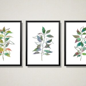 3er Set Botanischer Druck, Aquarell Pflanze, druckbare Wandkunst, Pflanzendruck, sofortiger Download, botanisches Aquarell, Wanddekor
