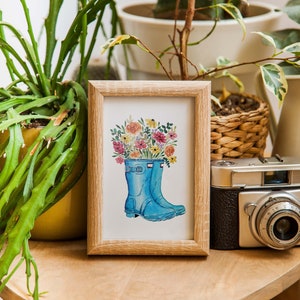 Rain Boots with Flowers Print, Spring Wall Art, Watercolor Painting, Digital Print, Spring Wall Decor, Spring Art Download, Spring Decor image 3