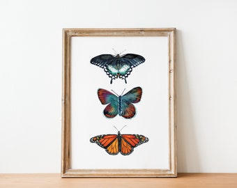 Watercolor Butterfly Wall Art, Butterfly Art Print, Digital Print, Butterfly Printable, Wall Decor, Nursery Art, Colorful Butterfly