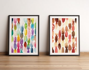 Watercolor Abstract Set of 2 Prints, Watercolor Spots, Digital Download, Abstract Printable, Home Decor Wall Art.