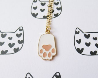 Cat Paw Necklace, Toe Beans Necklace,  Cat Lover Gift, Cat Mum Jewellery, White Cat Paw Necklace for Her, Cat Lady Paw Print Charm Necklace