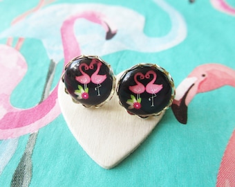 Pink Flamingo Stud Earrings, Flamingo Jewellery, Exotic Bird Earrings, Summer Bird Lover Gift, Women's Bird Earrings, Cute Gift for Her