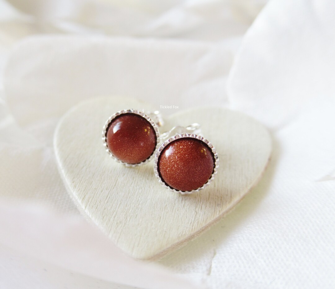 Gold stone stud earrings Clearance