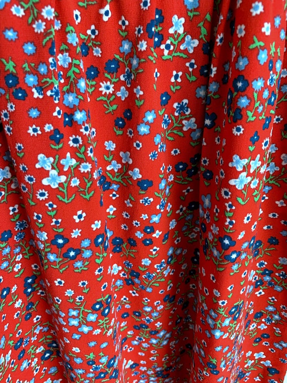 Vintage Red Floral Dress w/Tie Shoulders - Approx… - image 2