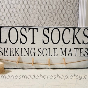 Lost Socks Seeking Sole Mates, laundry room decor, Laundry Room Sign, laundry room art, laundry decor