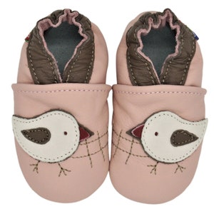 Carozoo chaussures en cuir à semelle souple pour tout-petits, pantoufles pour bébés filles et garçons, apprendre à marcher, animal mignon chicky pink