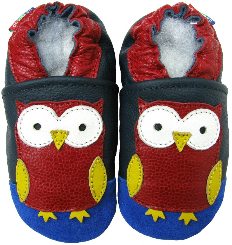 BEST SELLERS Carozoo Baby Soft Sole Baby Kid Indoor Leather Shoes slippers socks booties moccasins girl boy cuir leather owl dark blue