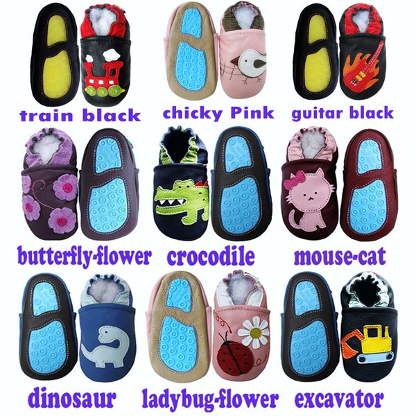 HOT NEW ARRIVALS! Carozoo Baby Rubber Sole Baby Kid Indoor Outdoor Leather Shoes slippers booty girls boys slippers chaussons cuir leather