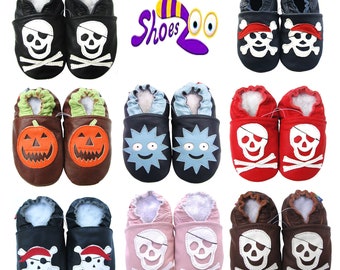 Clearance: Baby Shoes, Baby Moccasins, Soft Sole Leather Shoes, Skeleton Slippers, Halloween Shoes, Pumpkin Thanksgiving Shoes, Pirate Theme