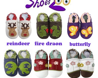 Carozoo Christmas Unisex Toddler and Kid Soft Sole Genuine Leather Shoes 16 Designs