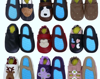 Carozoo nouvelles chaussures pour bébé à semelle en caoutchouc. Pantoufles en cuir pour enfants, intérieur et extérieur. Chaussures antidérapantes pour tout-petits pour filles et garçons.