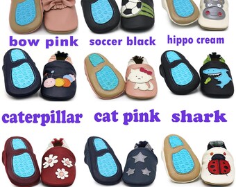 Carozoo Baby Rubber Sole Baby Shoes. Kid Indoor Outdoor Leather Slippers. Slip-Resistant Toddler Shoes For Girls and Boys.