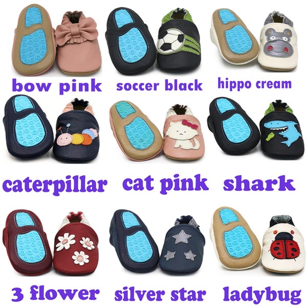 Carozoo Baby Rubber Sole Baby Shoes. Kid Indoor Outdoor Leather Slippers. Slip-Resistant Toddler Shoes For Girls and Boys.