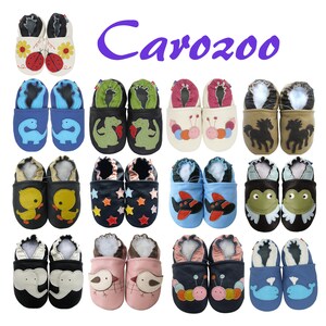 Carozoo Toddler Leather Soft Sole Shoes Baby Slippers Girls and Boys crib learn to walk Cute animal