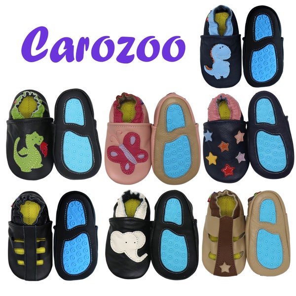 Carozoo Baby Rubber Sole Baby Shoes. Kid Indoor Outdoor Leather Slippers. Slip-Resistant Toddler Shoes Girls  Boys