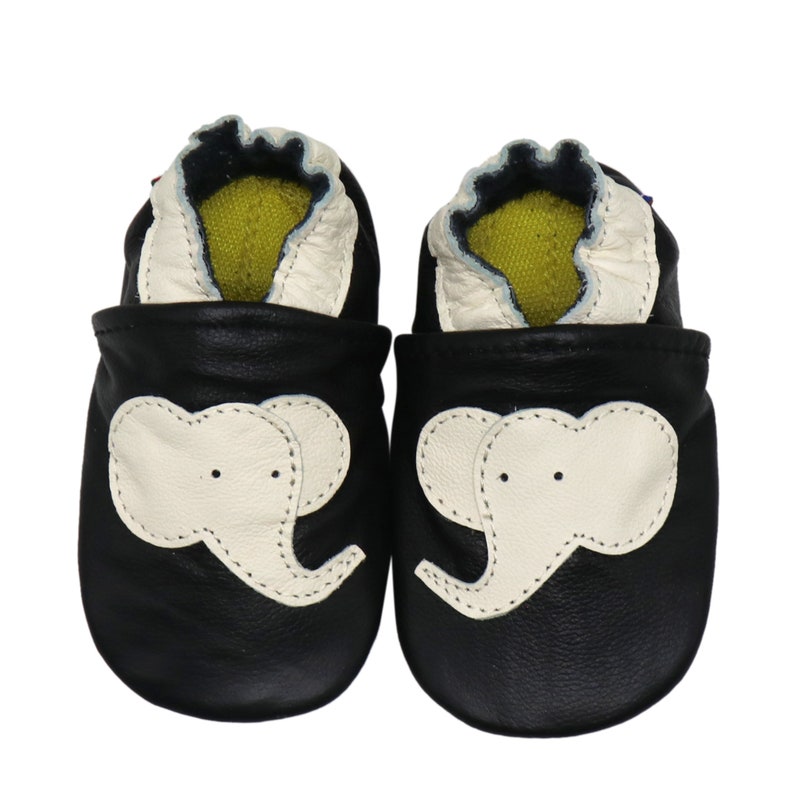 Zapatos Bebé Carozoo Baby Suela Goma. Zapatillas de cuero para niños para interior y exterior. Zapatos antideslizantes para niños pequeños Niñas Niños Elephant Black OD