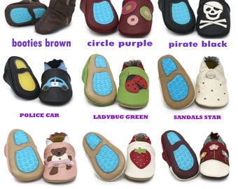 Carozoo Baby Rubber Sole Baby Shoes. Kid Indoor Outdoor Leather Slippers. Slip-Resistant Toddler Shoes For Girls and Boys.