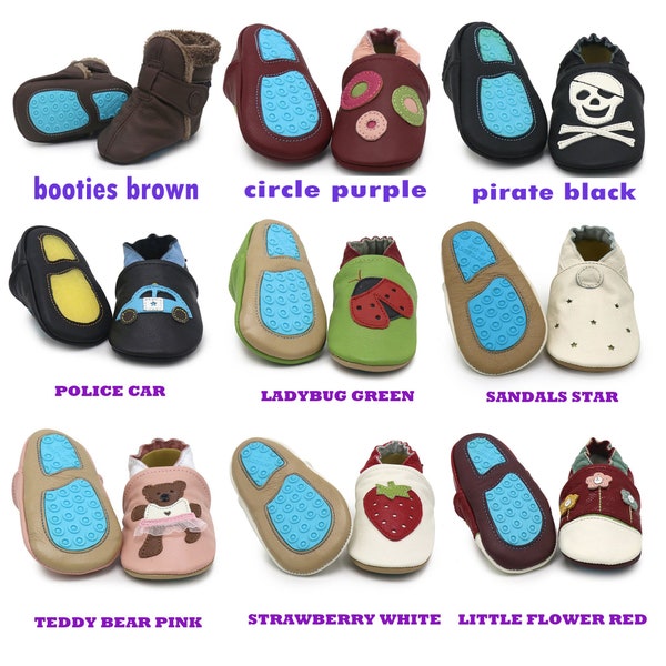 Carozoo Baby Rubber Sole Baby Shoes. Kid Indoor Outdoor Leather Slippers. Slip-Resistant Toddler Shoes For Girls and Boys.