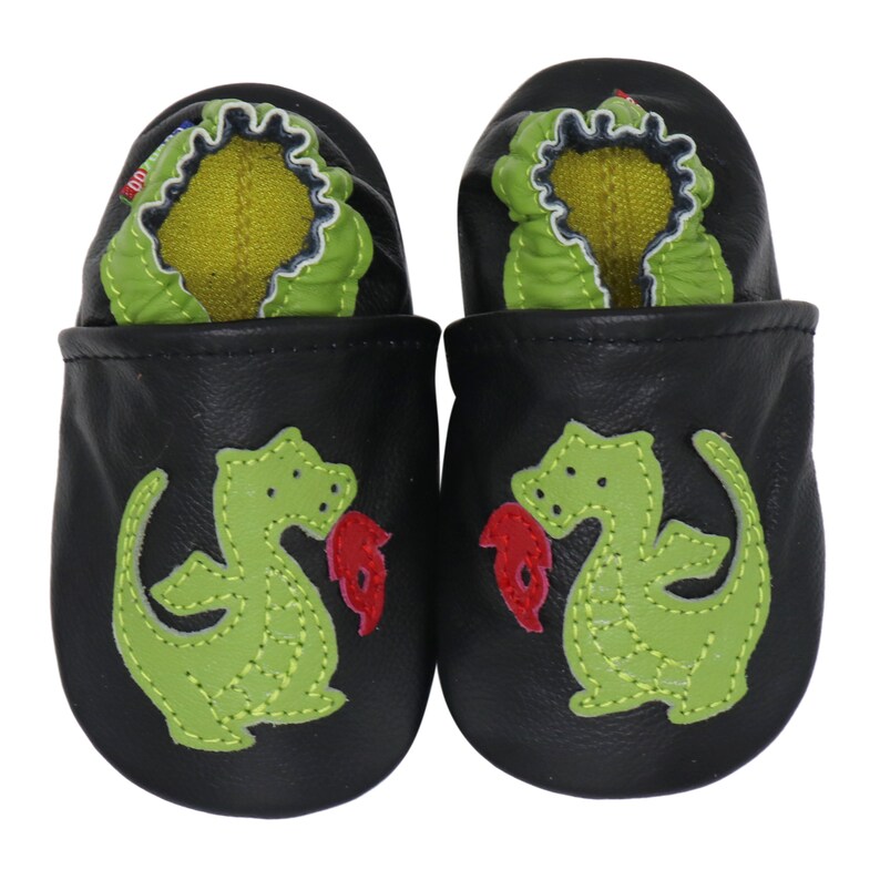 Zapatos Bebé Carozoo Baby Suela Goma. Zapatillas de cuero para niños para interior y exterior. Zapatos antideslizantes para niños pequeños Niñas Niños Firedragon Black OD