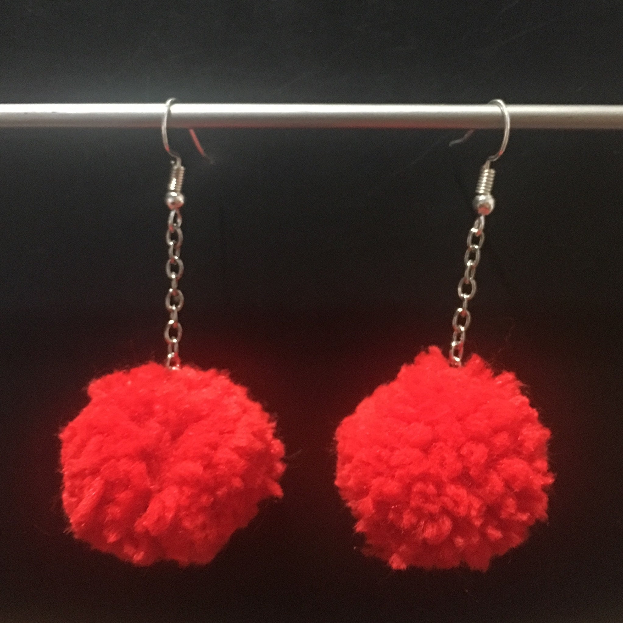 Small Pom Pom earrings handmade Etsy